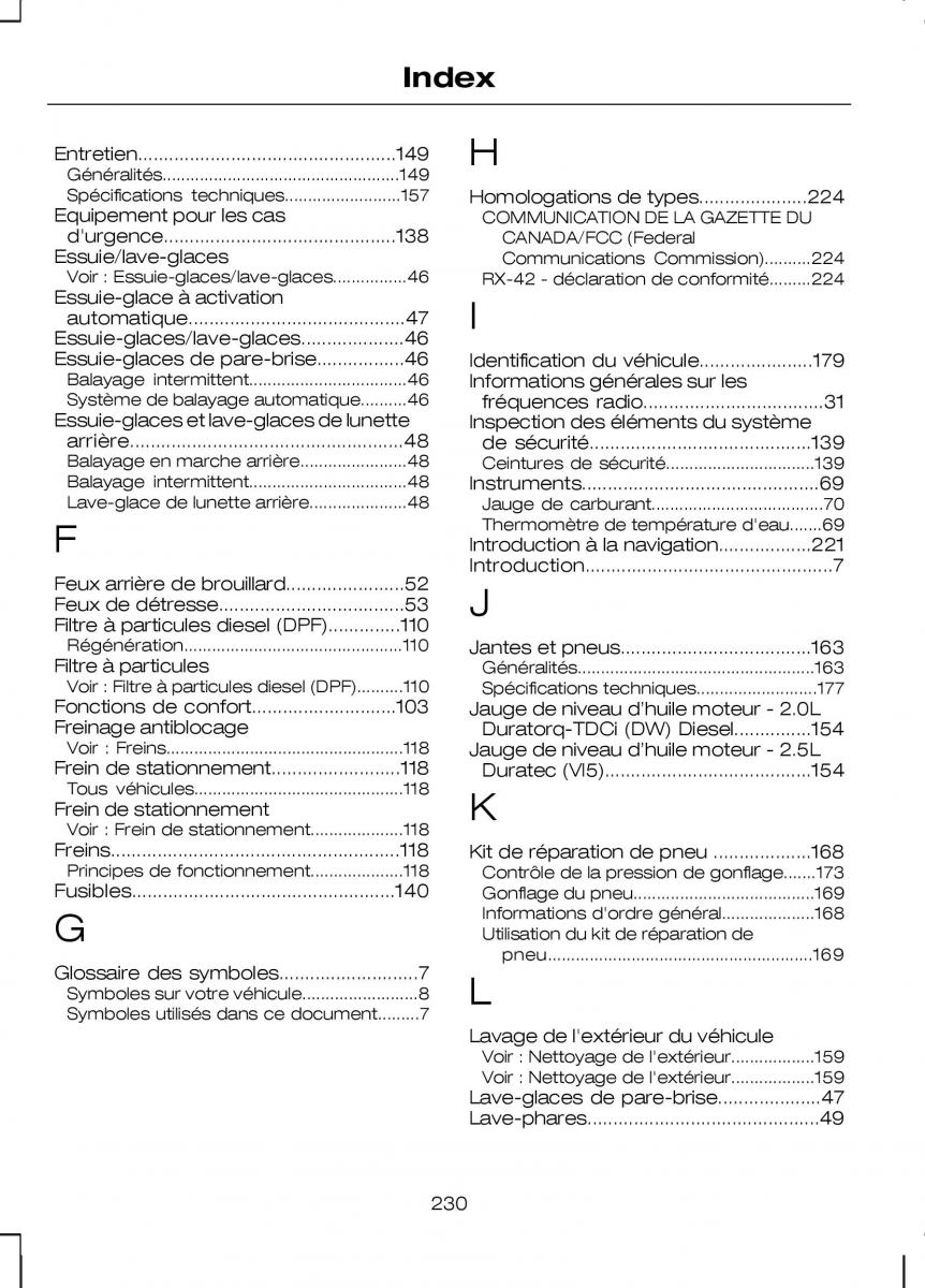 Ford Kuga I 1 manuel du proprietaire / page 232