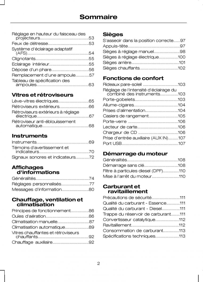 Ford Kuga I 1 manuel du proprietaire / page 4