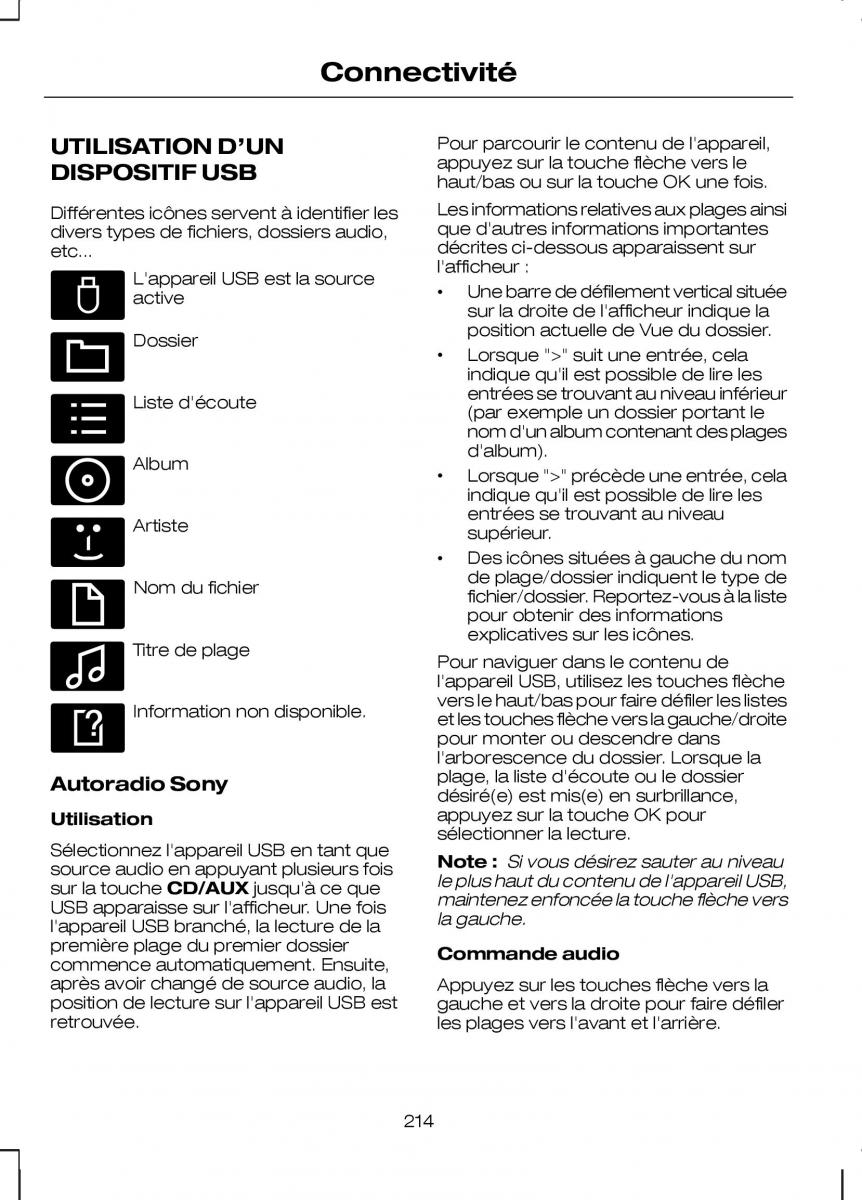 Ford Kuga II 2 manuel du proprietaire / page 216