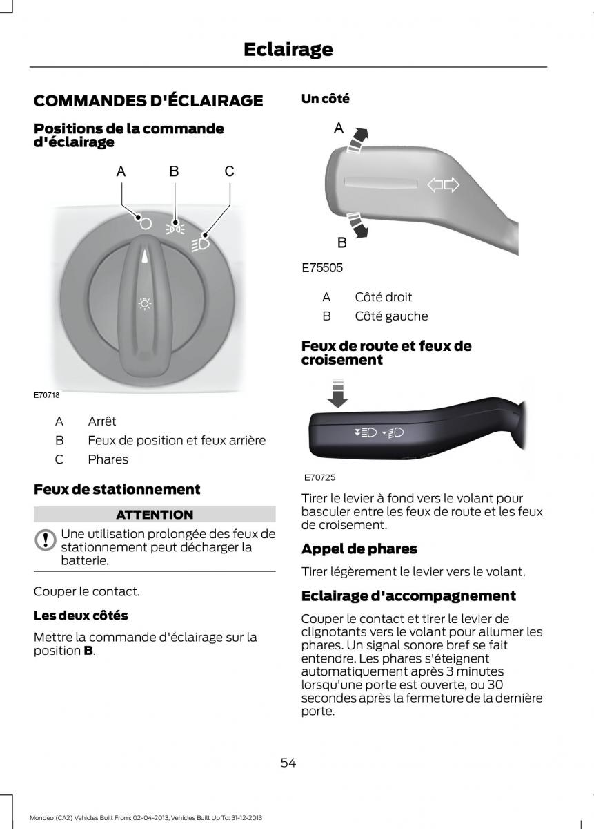 Ford Mondeo MKIV MK4 manuel du proprietaire / page 56