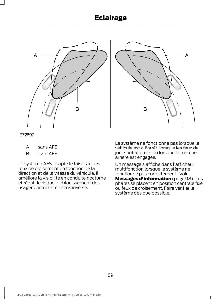 Ford Mondeo MKIV MK4 manuel du proprietaire / page 61