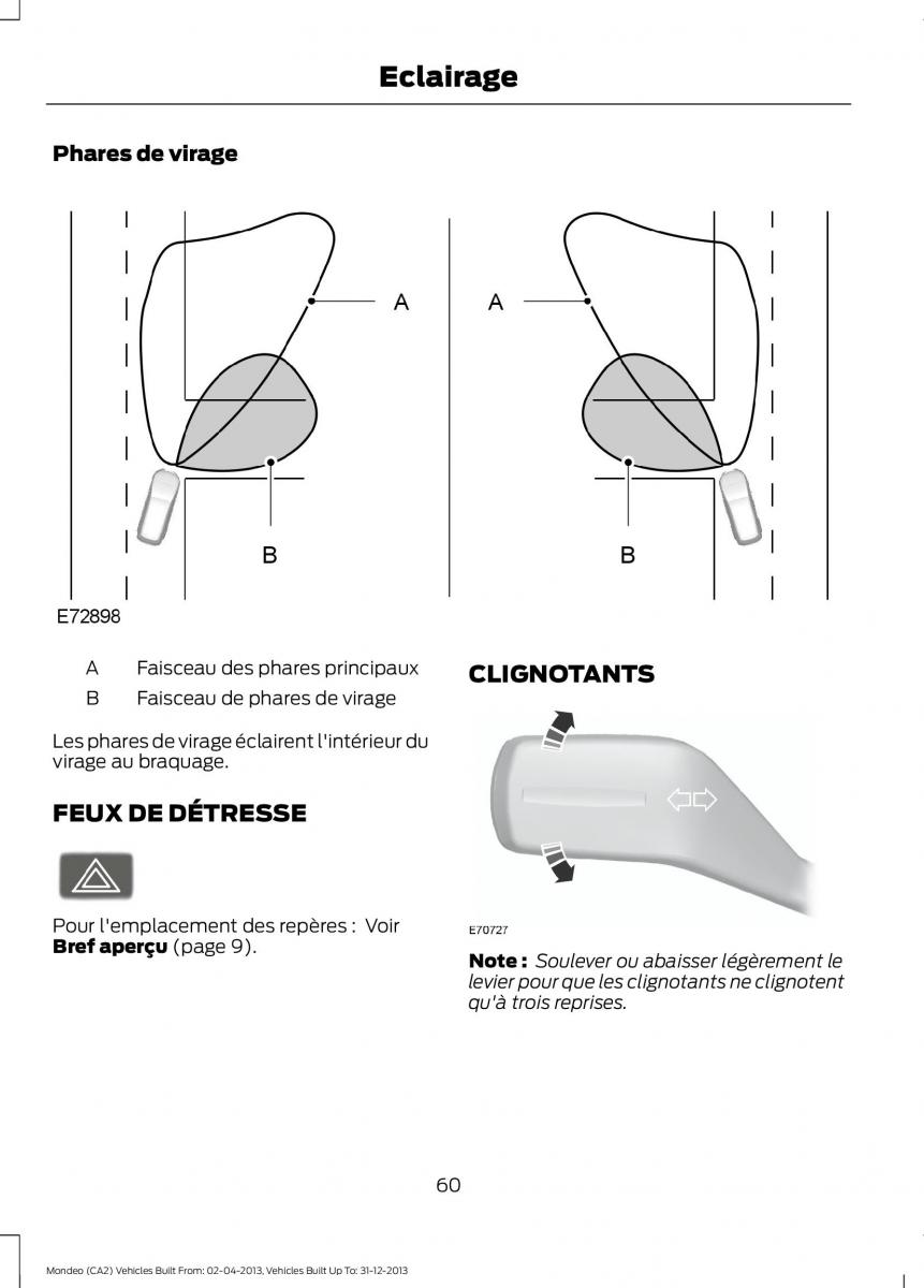 Ford Mondeo MKIV MK4 manuel du proprietaire / page 62