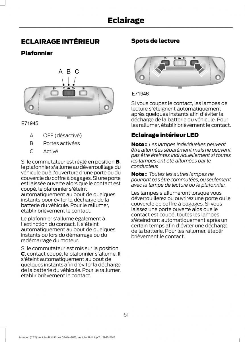 Ford Mondeo MKIV MK4 manuel du proprietaire / page 63