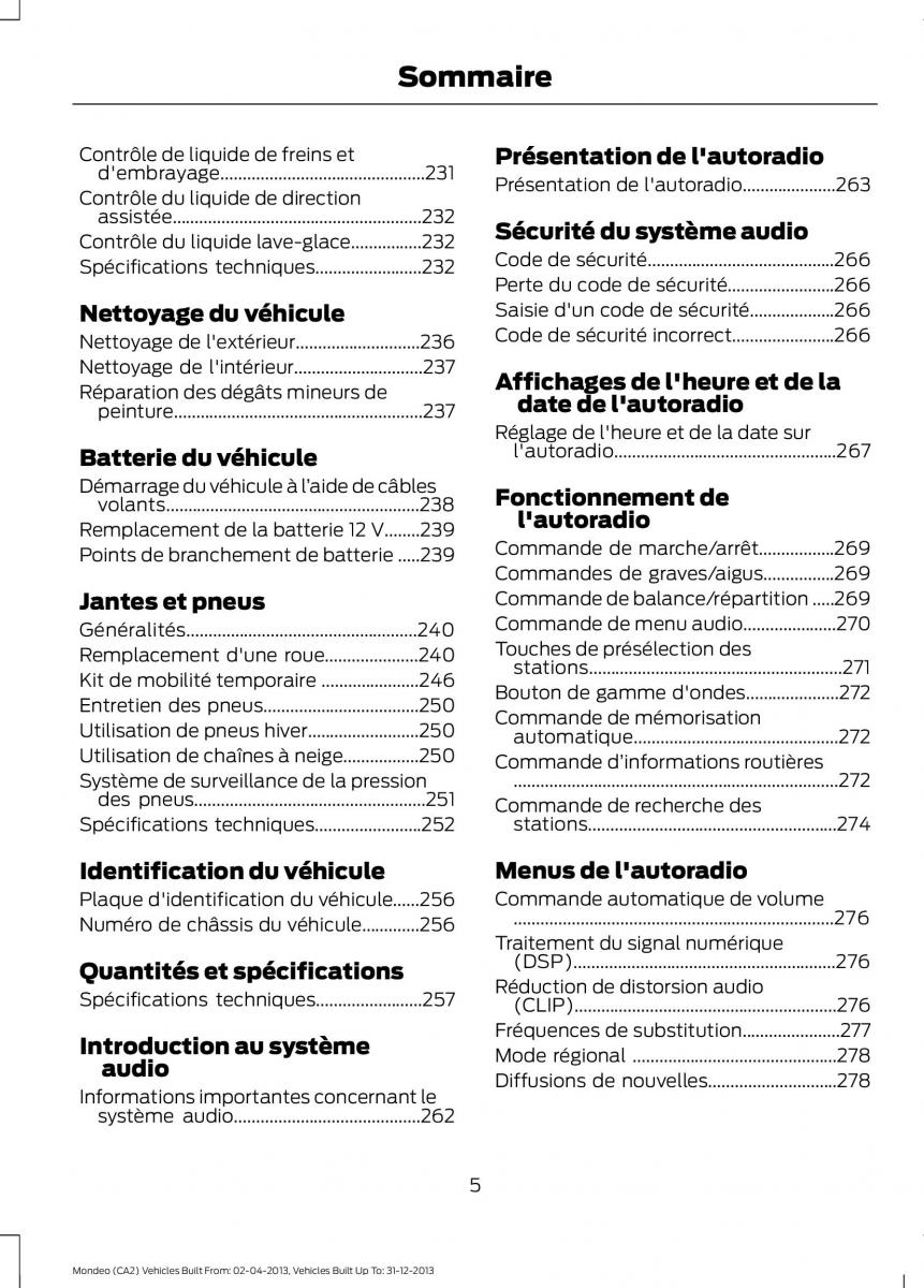 Ford Mondeo MKIV MK4 manuel du proprietaire / page 7