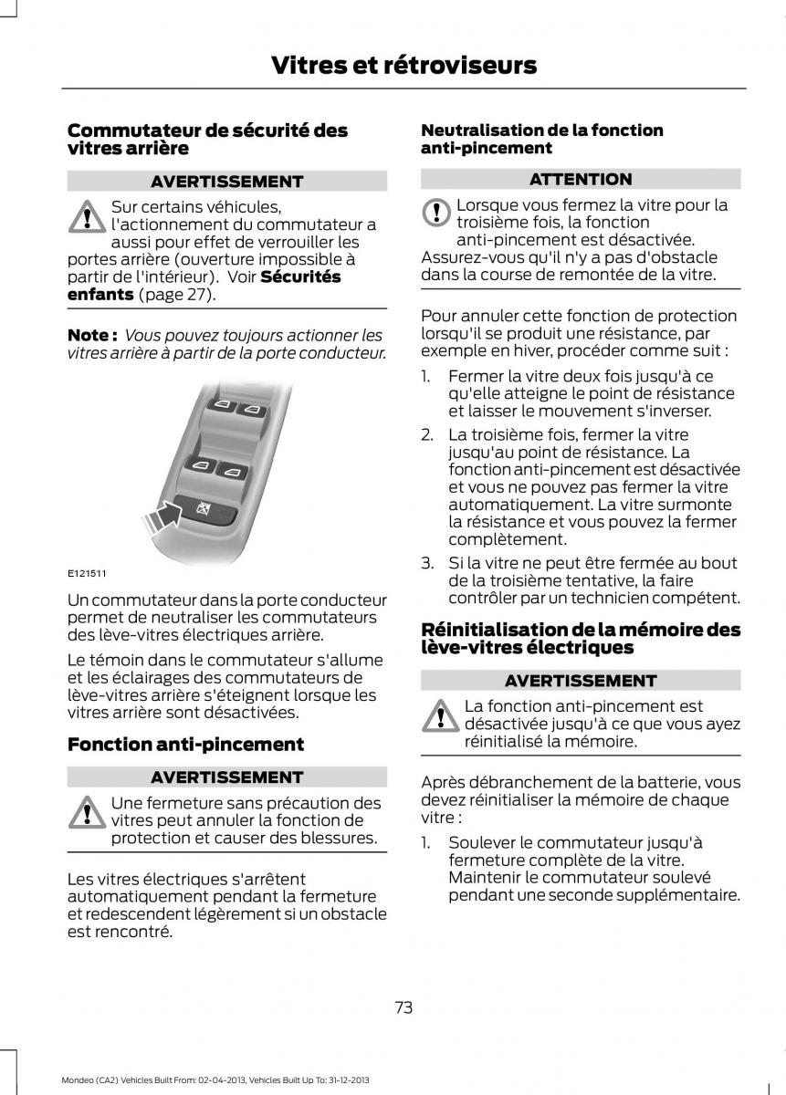 Ford Mondeo MKIV MK4 manuel du proprietaire / page 75