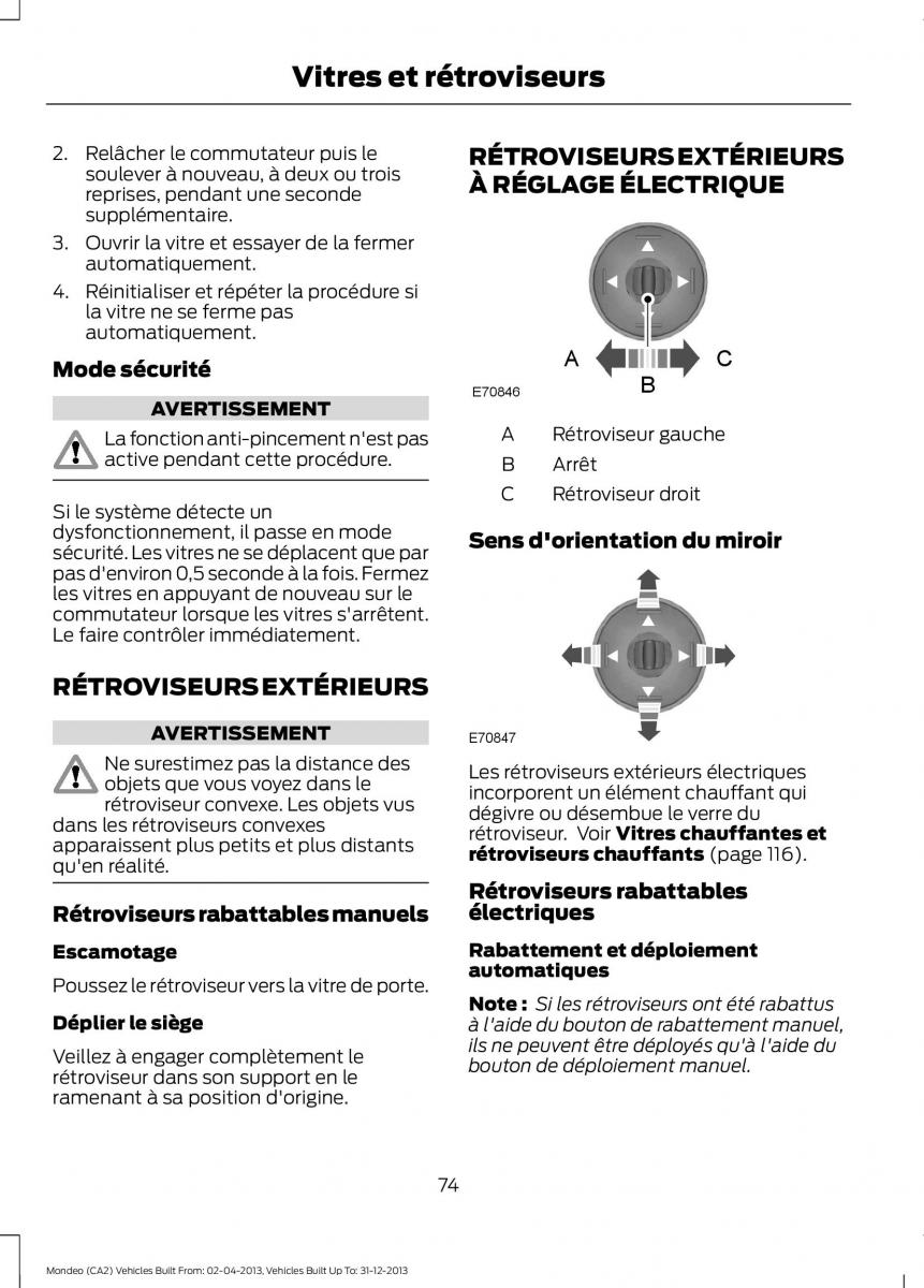 Ford Mondeo MKIV MK4 manuel du proprietaire / page 76