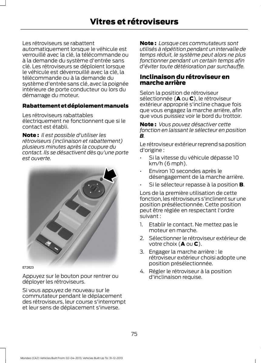 Ford Mondeo MKIV MK4 manuel du proprietaire / page 77