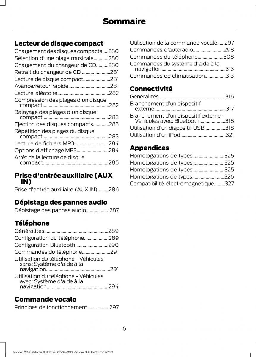 Ford Mondeo MKIV MK4 manuel du proprietaire / page 8