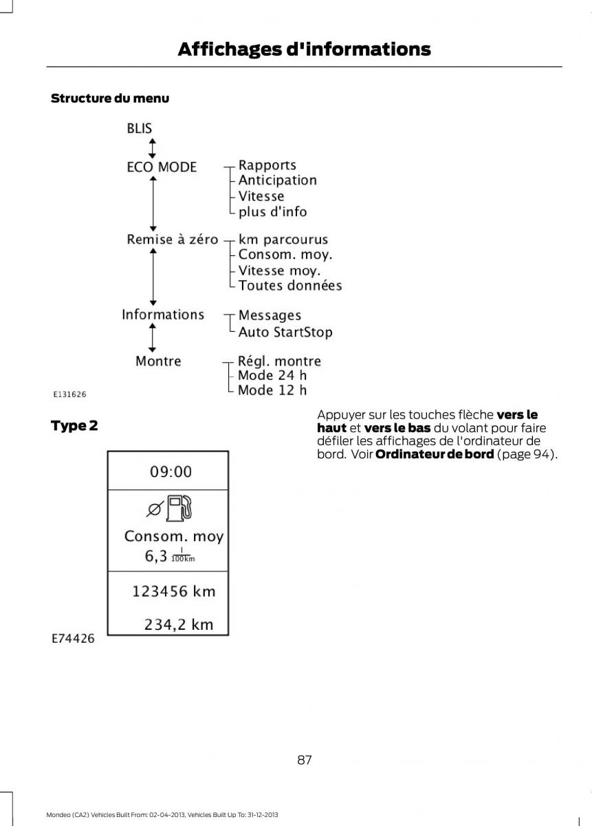 Ford Mondeo MKIV MK4 manuel du proprietaire / page 89