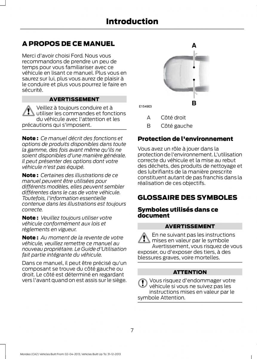 Ford Mondeo MKIV MK4 manuel du proprietaire / page 9