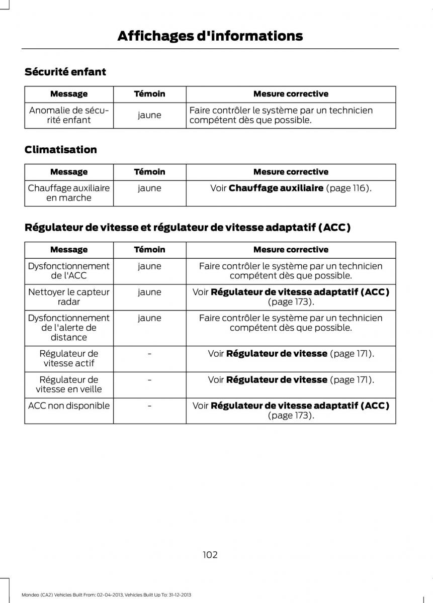 Ford Mondeo MKIV MK4 manuel du proprietaire / page 104