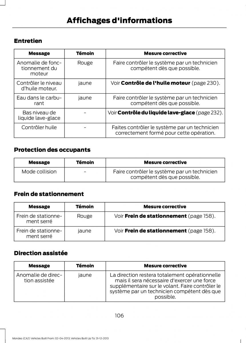 Ford Mondeo MKIV MK4 manuel du proprietaire / page 108