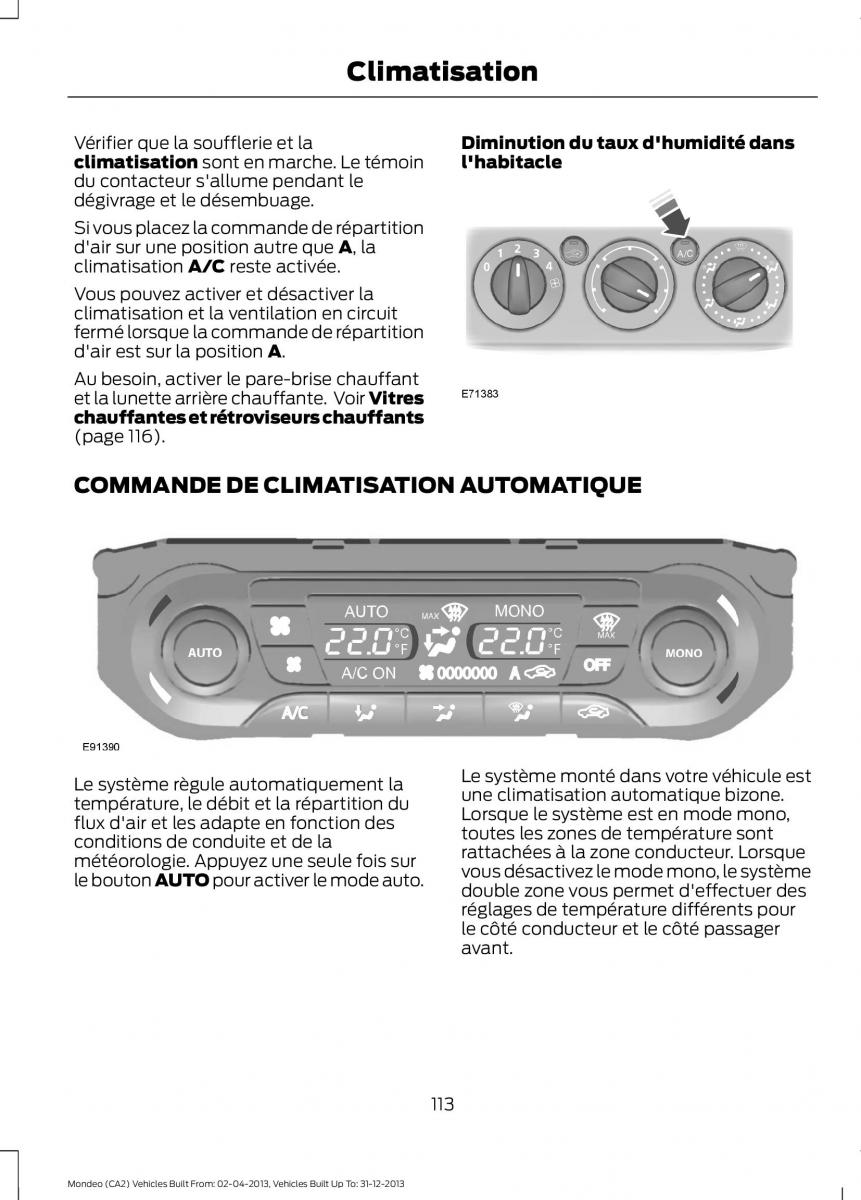 Ford Mondeo MKIV MK4 manuel du proprietaire / page 115