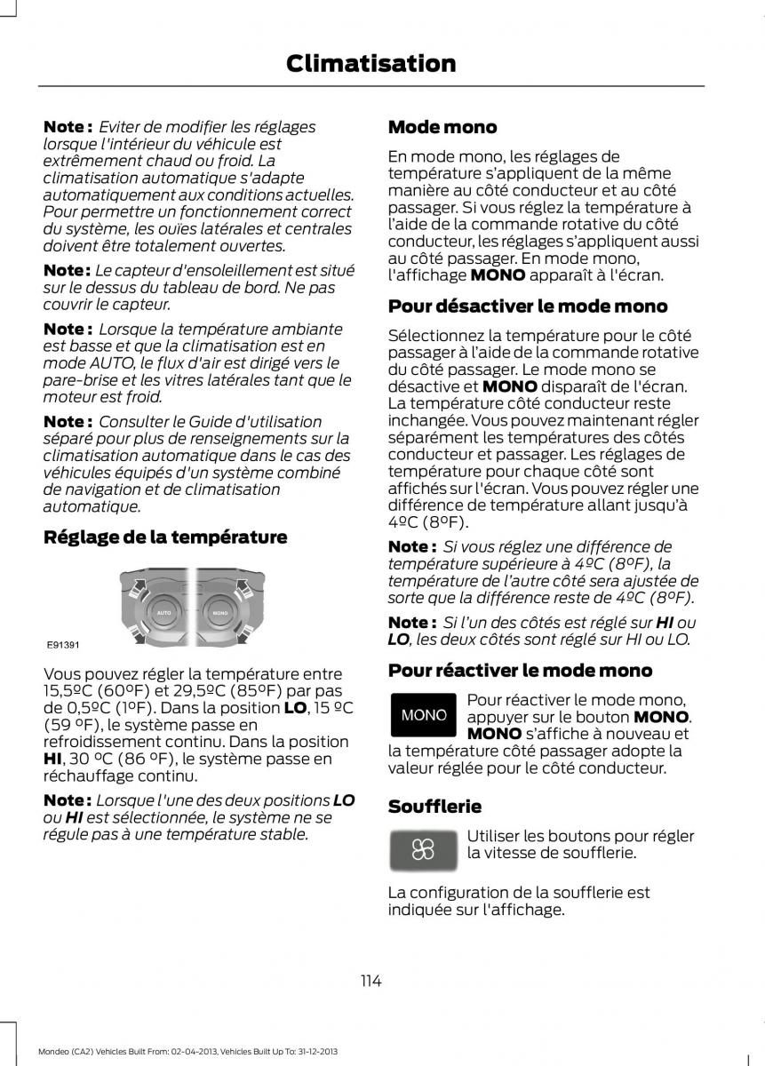 Ford Mondeo MKIV MK4 manuel du proprietaire / page 116