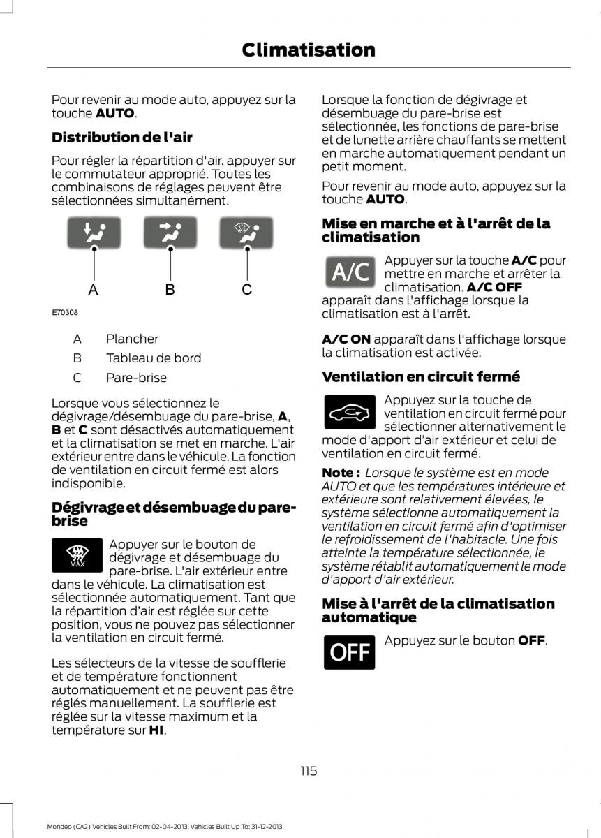 Ford Mondeo MKIV MK4 manuel du proprietaire / page 117