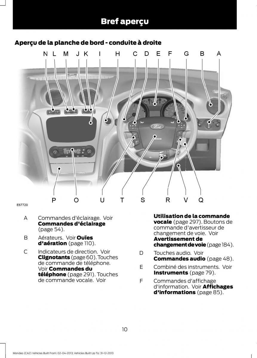 Ford Mondeo MKIV MK4 manuel du proprietaire / page 12