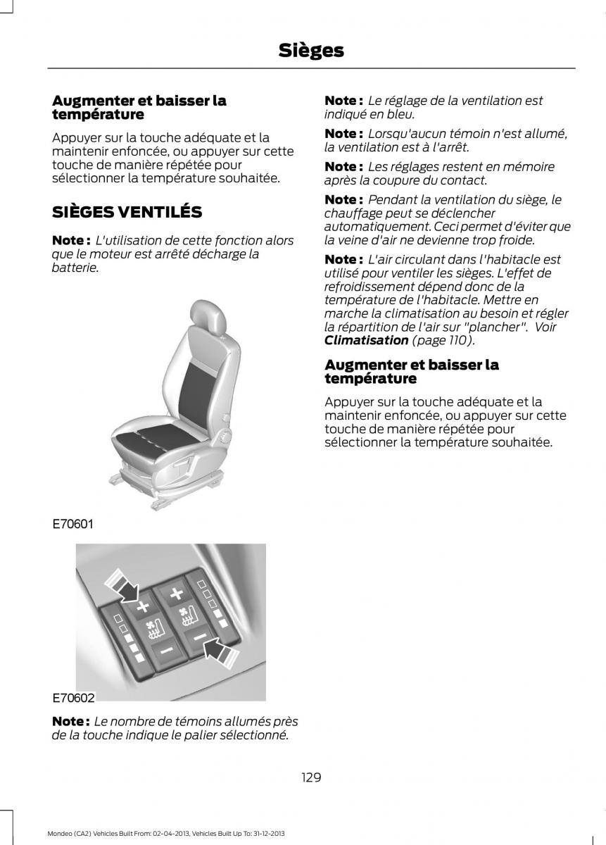 Ford Mondeo MKIV MK4 manuel du proprietaire / page 131