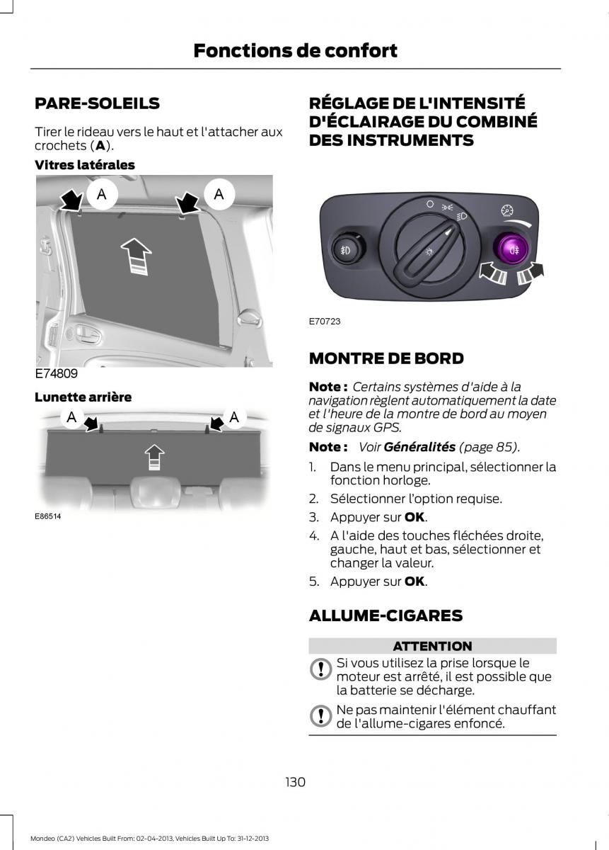 Ford Mondeo MKIV MK4 manuel du proprietaire / page 132