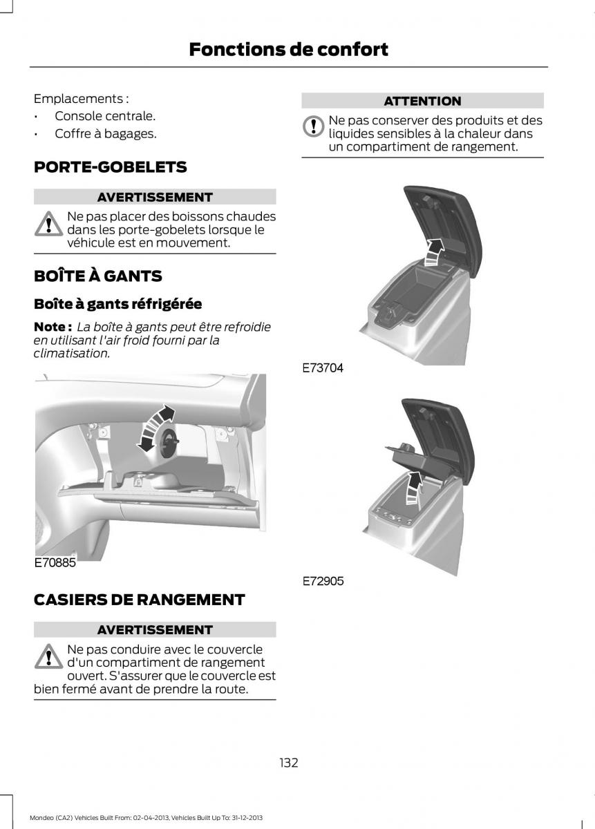 Ford Mondeo MKIV MK4 manuel du proprietaire / page 134