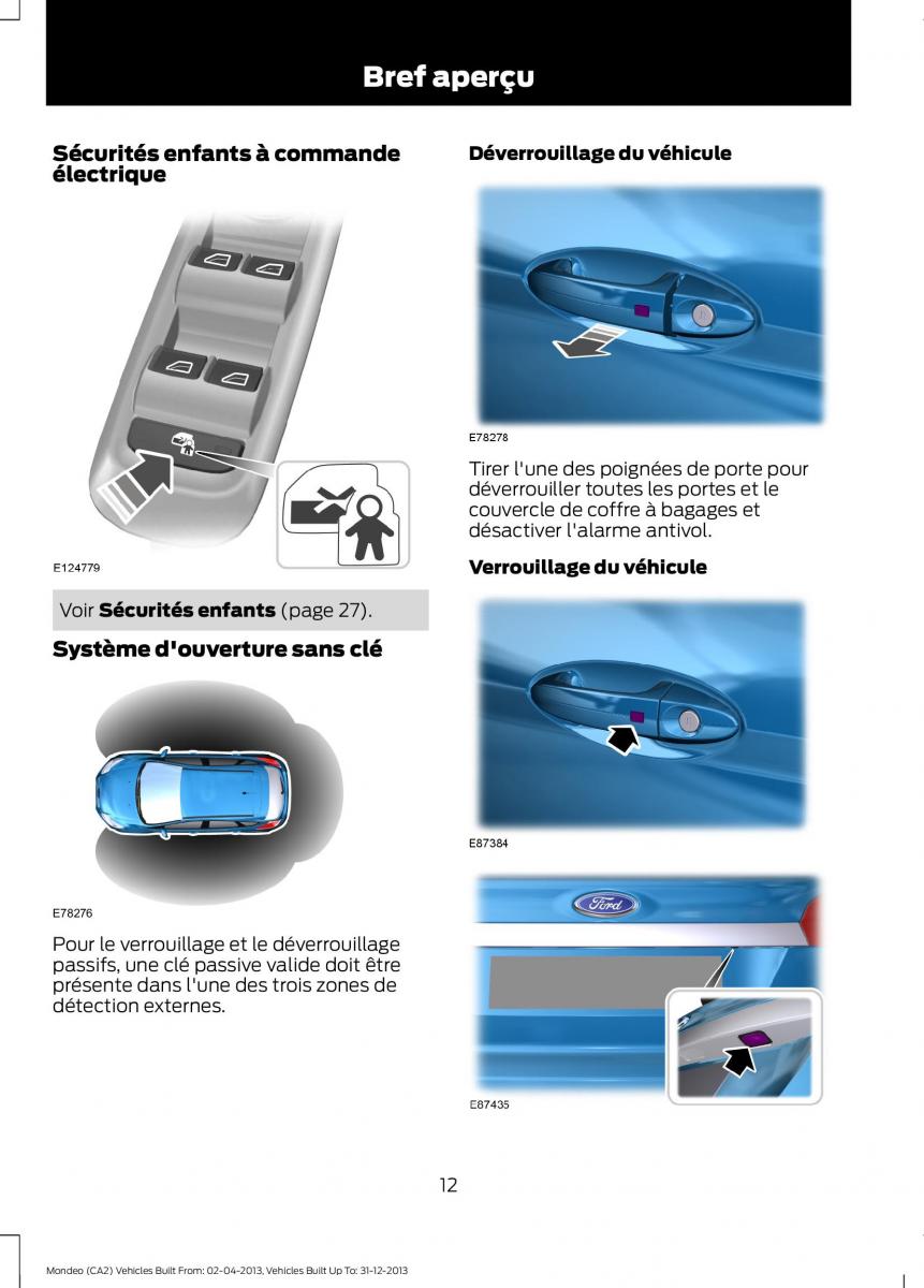 Ford Mondeo MKIV MK4 manuel du proprietaire / page 14