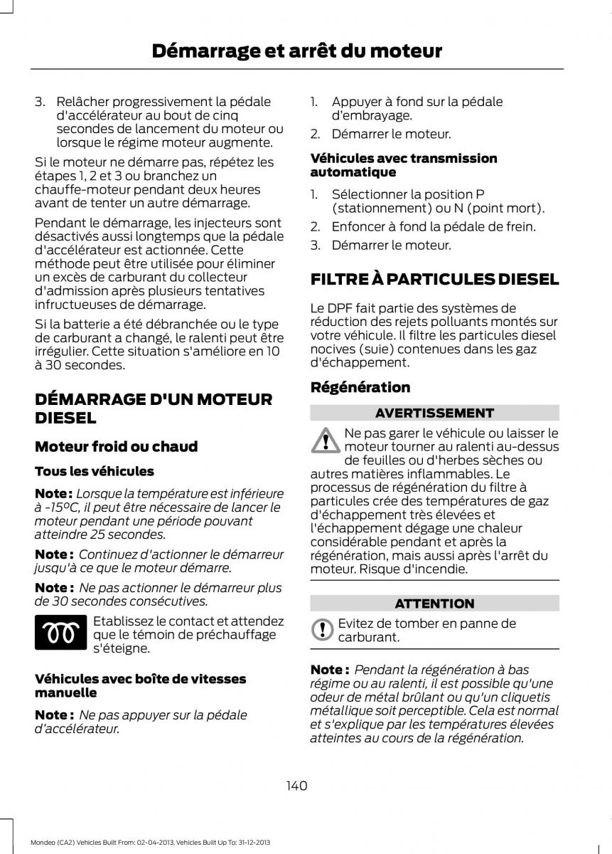 Ford Mondeo MKIV MK4 manuel du proprietaire / page 142