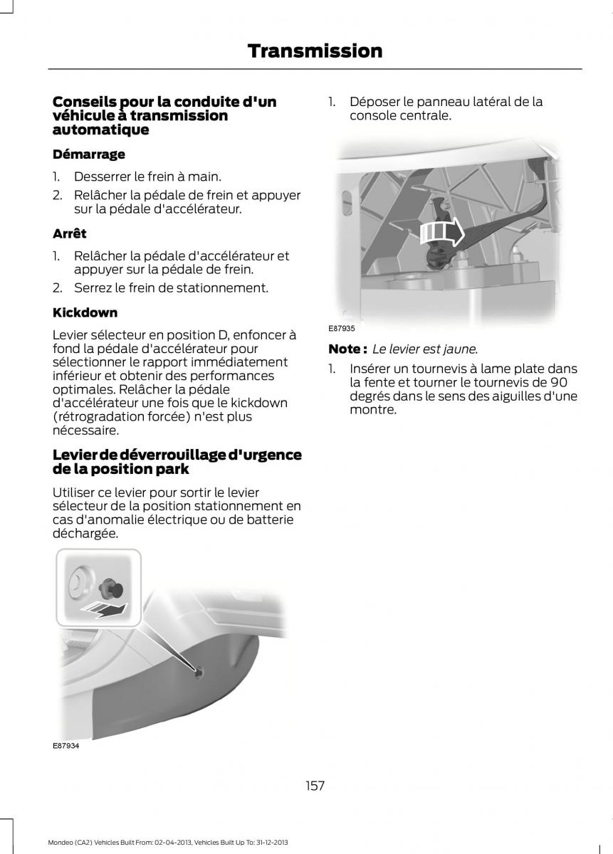 Ford Mondeo MKIV MK4 manuel du proprietaire / page 159