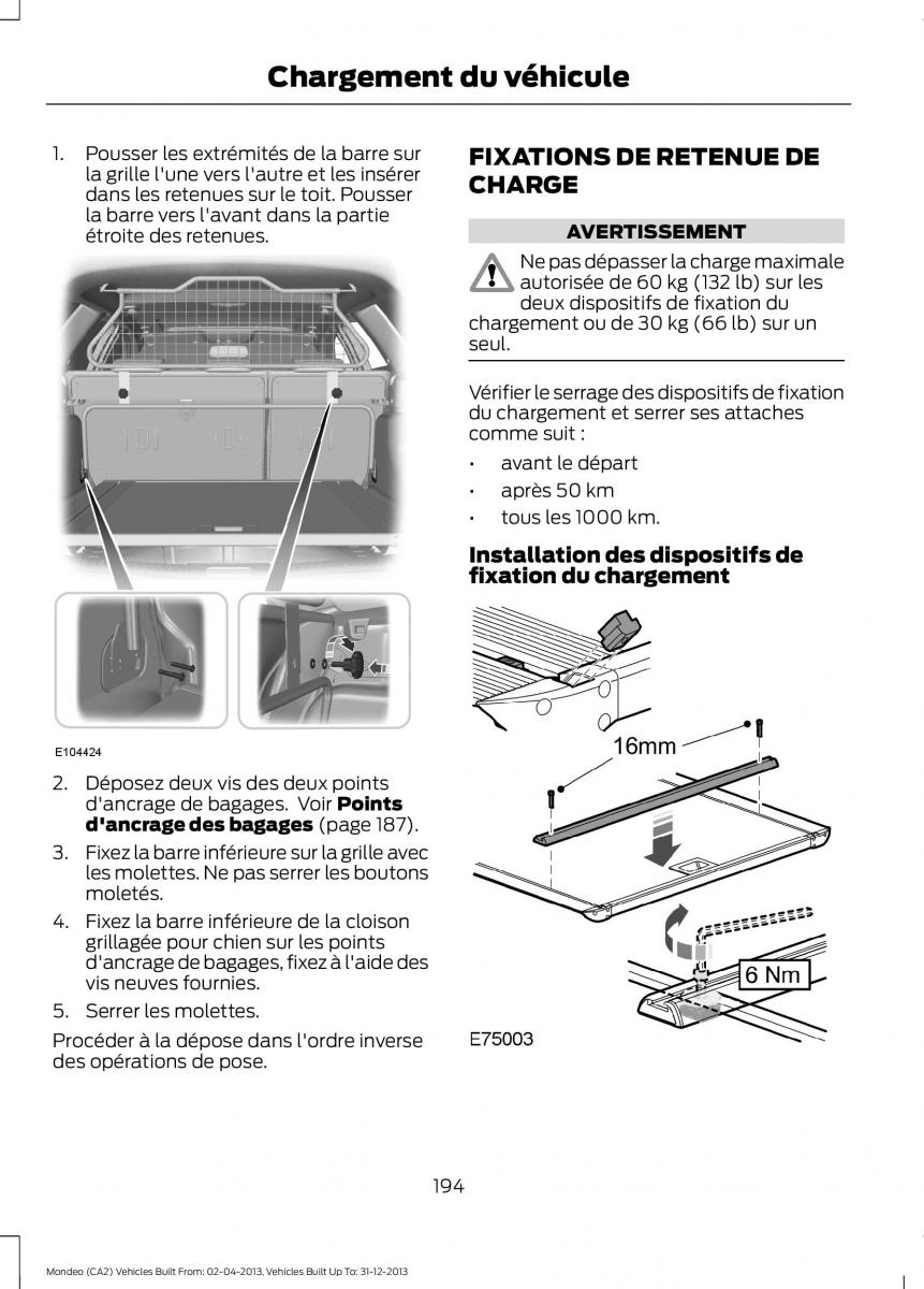 Ford Mondeo MKIV MK4 manuel du proprietaire / page 196