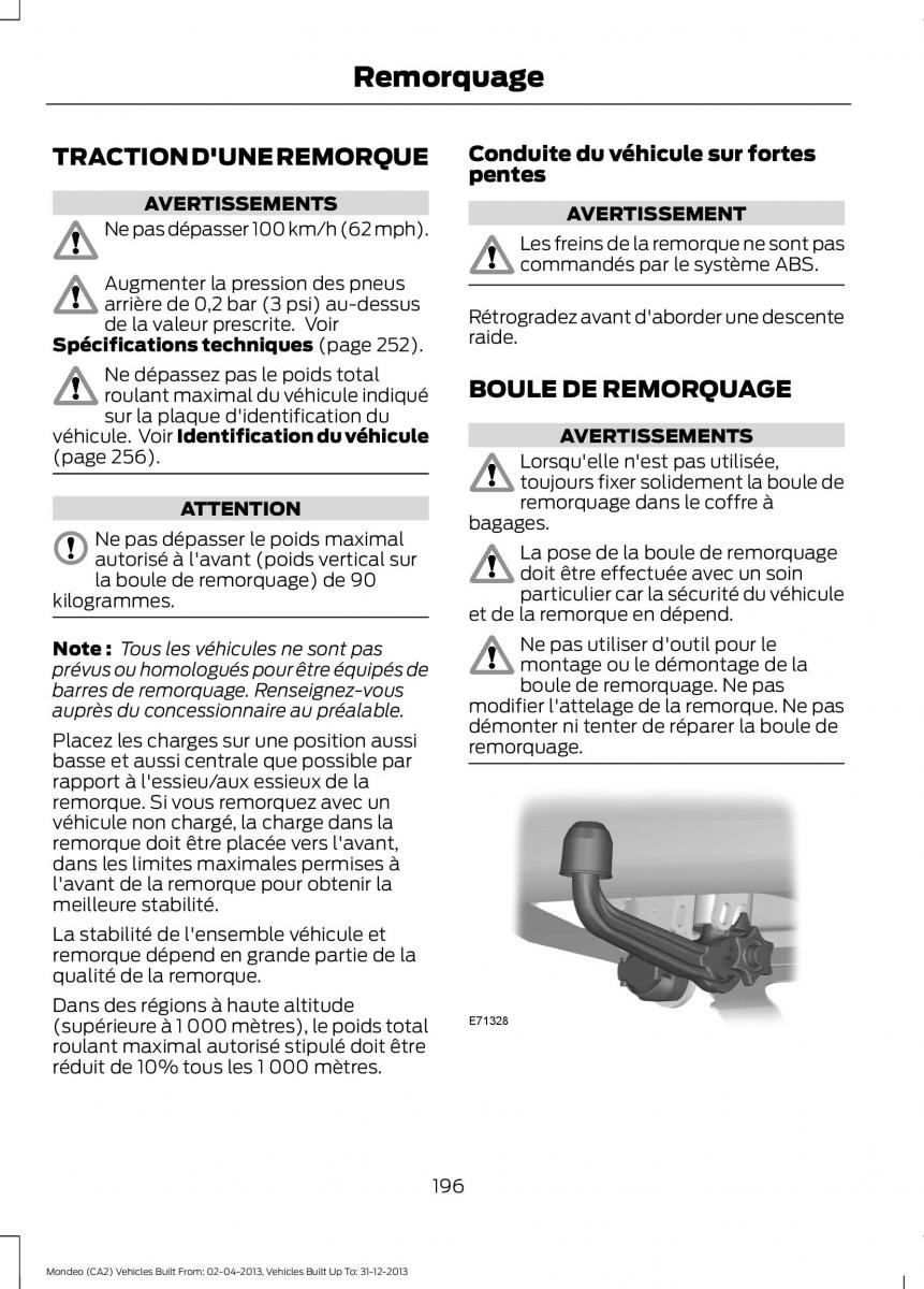 Ford Mondeo MKIV MK4 manuel du proprietaire / page 198