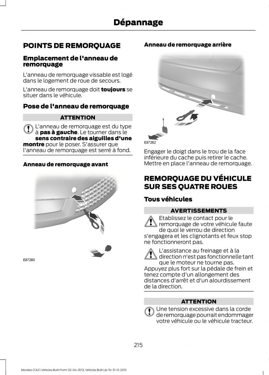 Ford Mondeo MKIV MK4 manuel du proprietaire / page 217