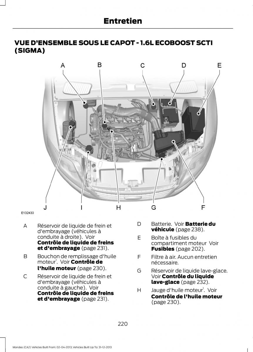 Ford Mondeo MKIV MK4 manuel du proprietaire / page 222