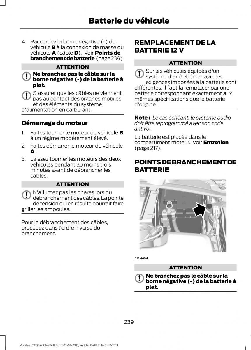 Ford Mondeo MKIV MK4 manuel du proprietaire / page 241