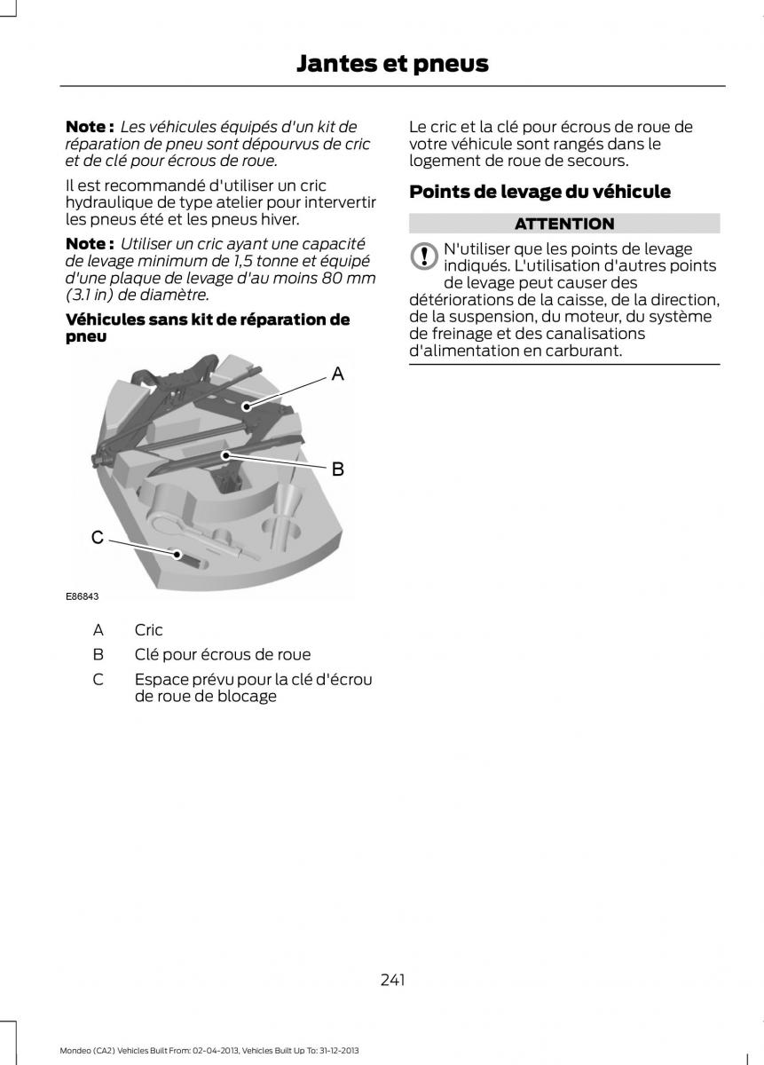 Ford Mondeo MKIV MK4 manuel du proprietaire / page 243