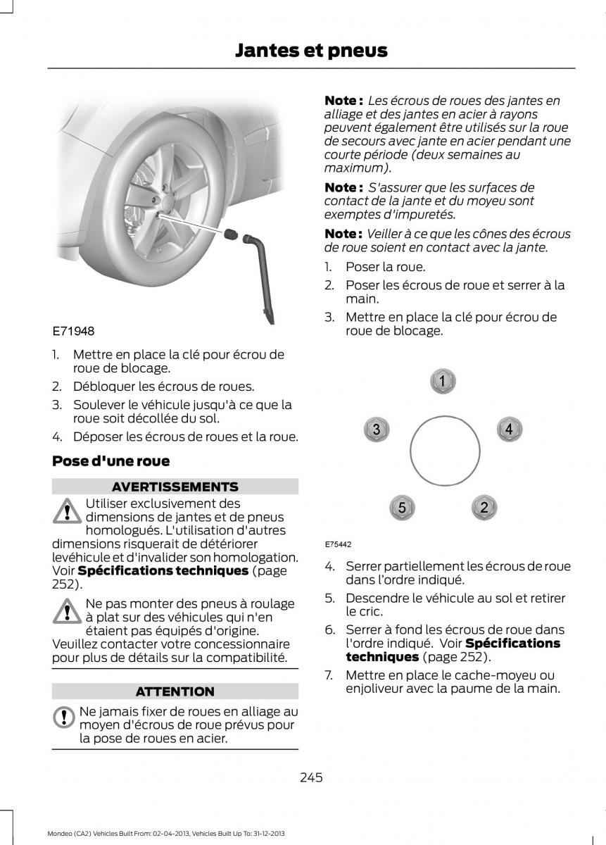 Ford Mondeo MKIV MK4 manuel du proprietaire / page 247