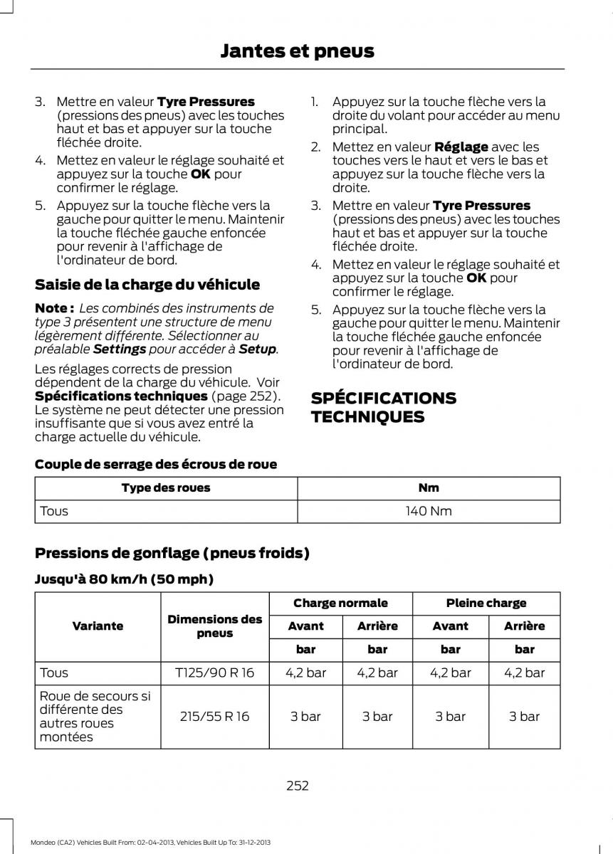 Ford Mondeo MKIV MK4 manuel du proprietaire / page 254