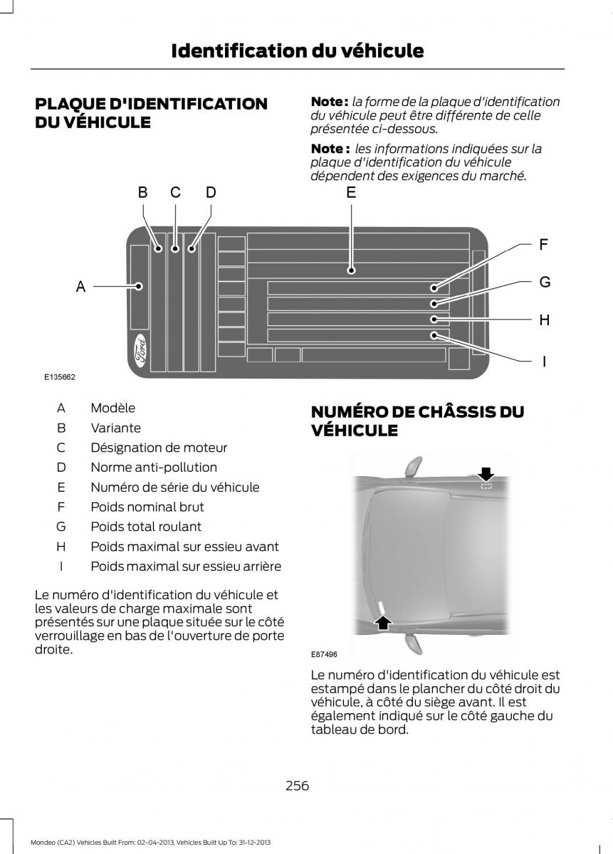 Ford Mondeo MKIV MK4 manuel du proprietaire / page 258