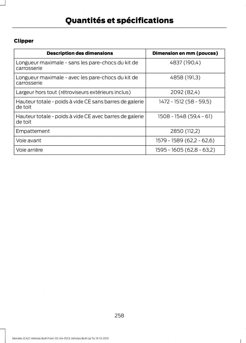 Ford Mondeo MKIV MK4 manuel du proprietaire / page 260