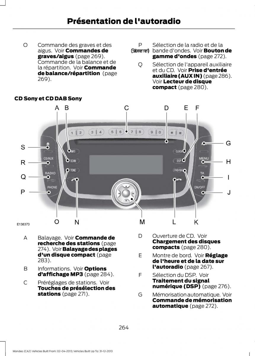 Ford Mondeo MKIV MK4 manuel du proprietaire / page 266