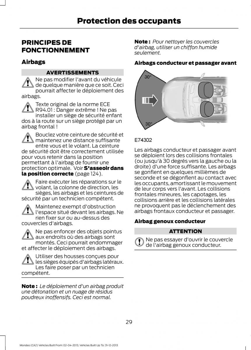 Ford Mondeo MKIV MK4 manuel du proprietaire / page 31