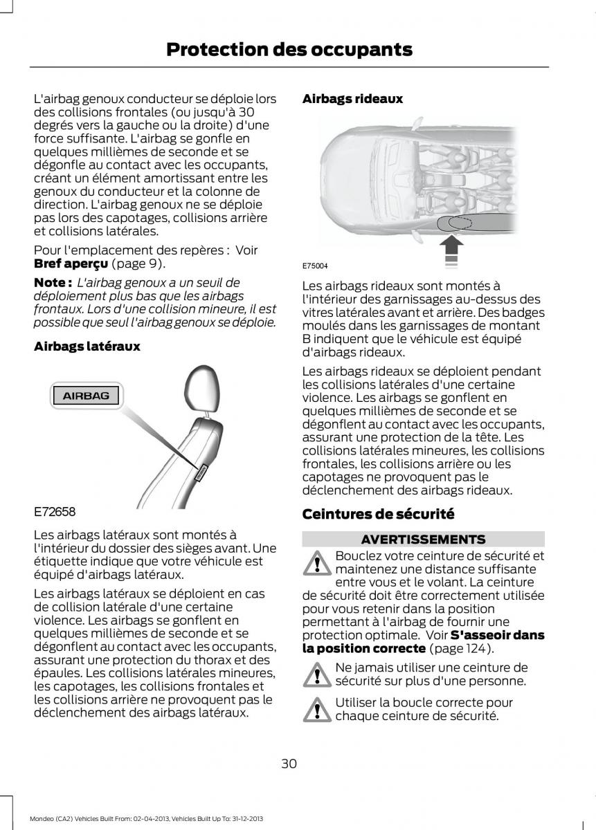 Ford Mondeo MKIV MK4 manuel du proprietaire / page 32