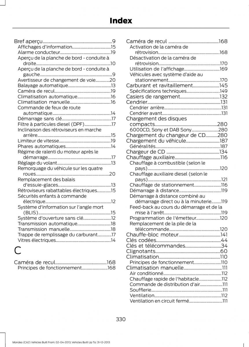 Ford Mondeo MKIV MK4 manuel du proprietaire / page 332