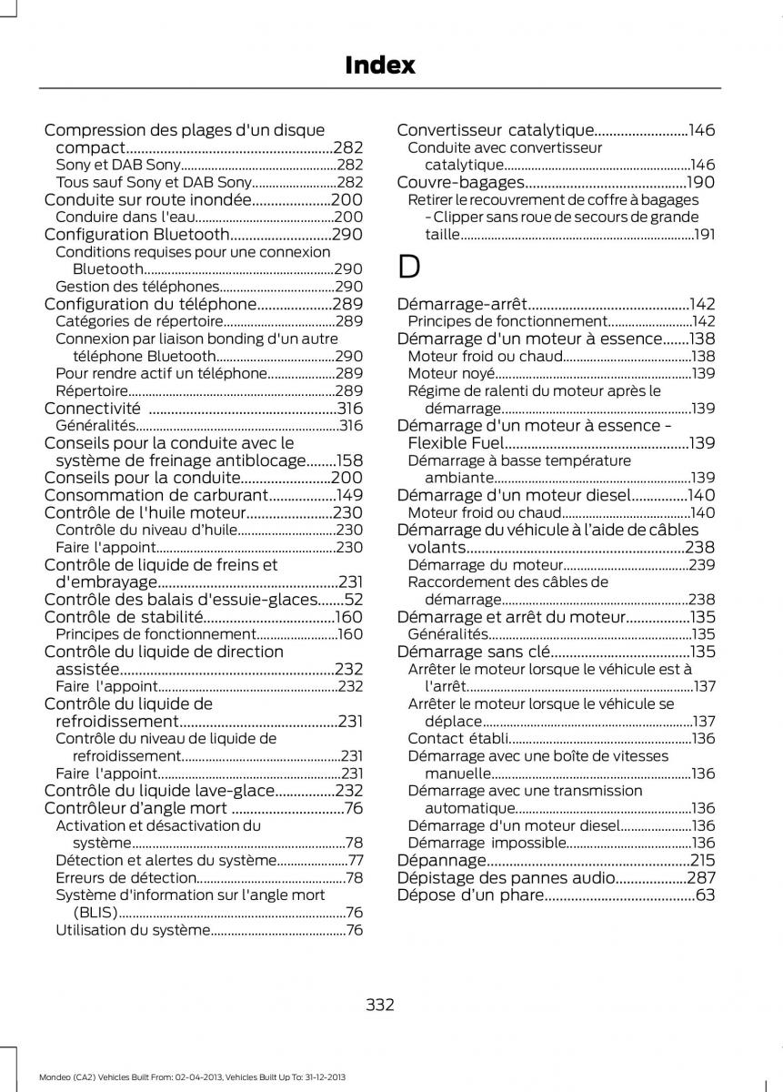 Ford Mondeo MKIV MK4 manuel du proprietaire / page 334