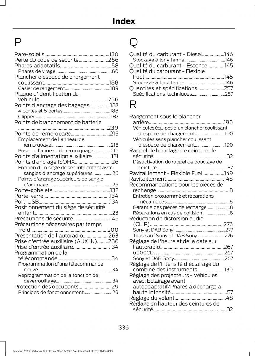 Ford Mondeo MKIV MK4 manuel du proprietaire / page 338