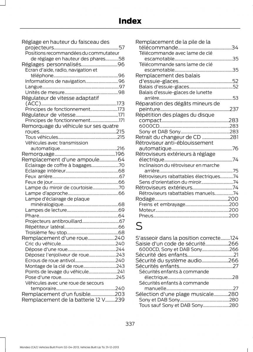 Ford Mondeo MKIV MK4 manuel du proprietaire / page 339