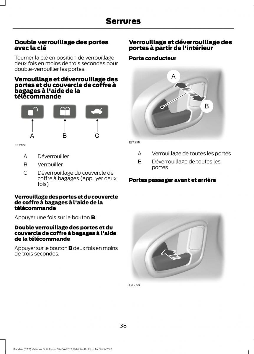 Ford Mondeo MKIV MK4 manuel du proprietaire / page 40