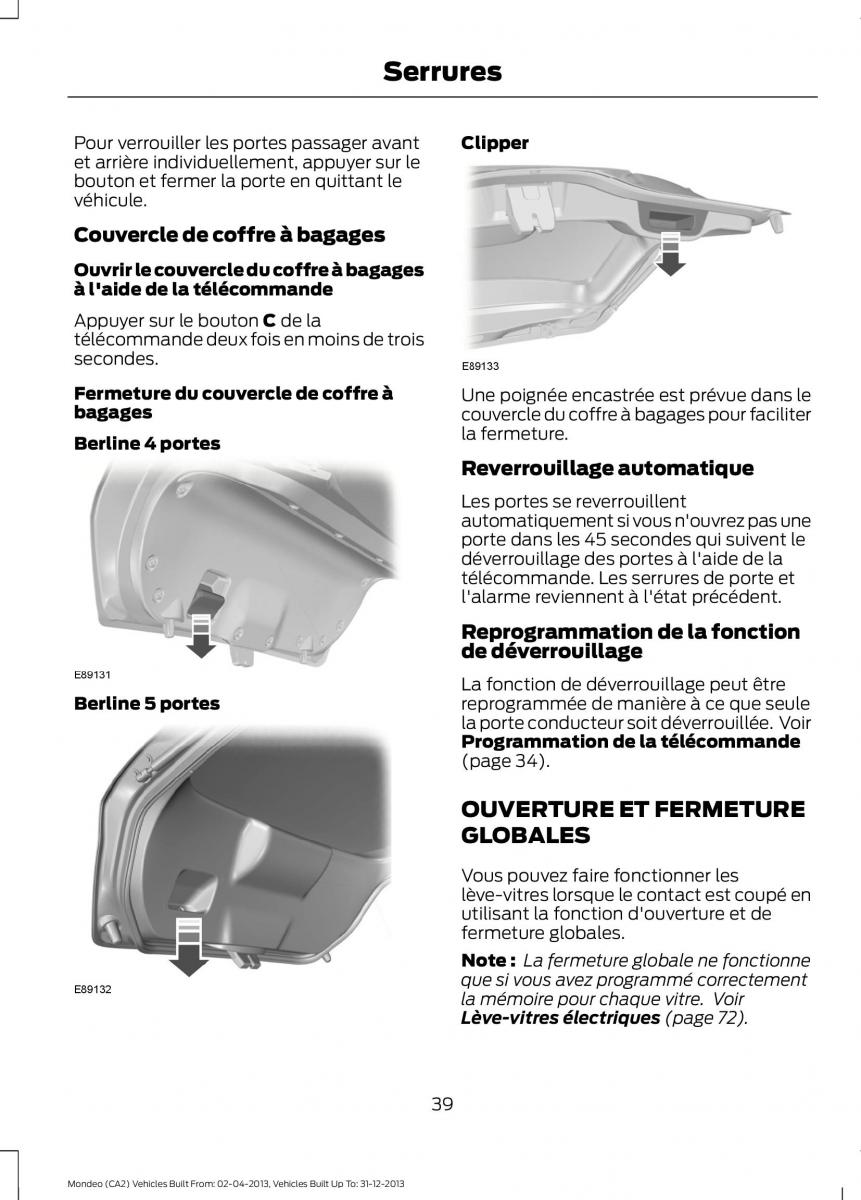 Ford Mondeo MKIV MK4 manuel du proprietaire / page 41