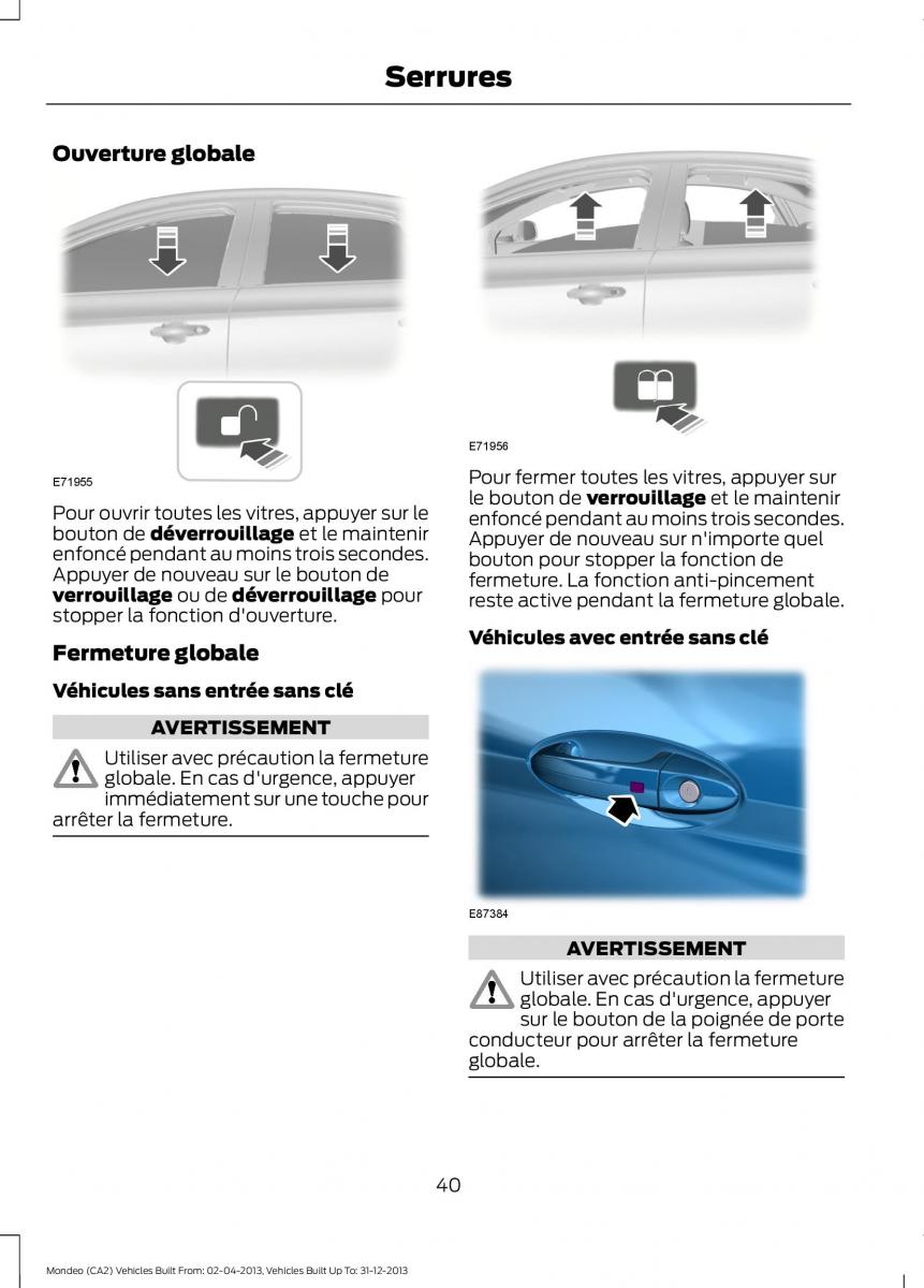 Ford Mondeo MKIV MK4 manuel du proprietaire / page 42