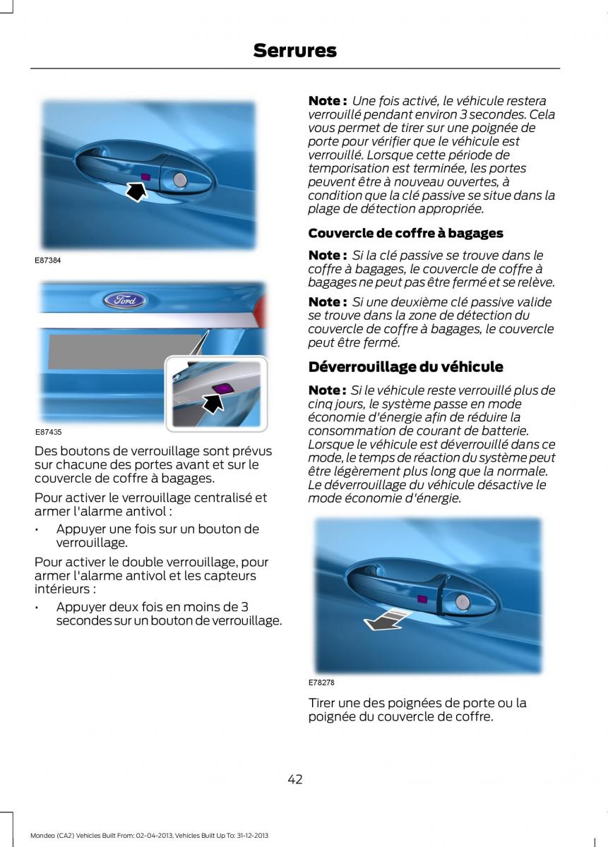 Ford Mondeo MKIV MK4 manuel du proprietaire / page 44