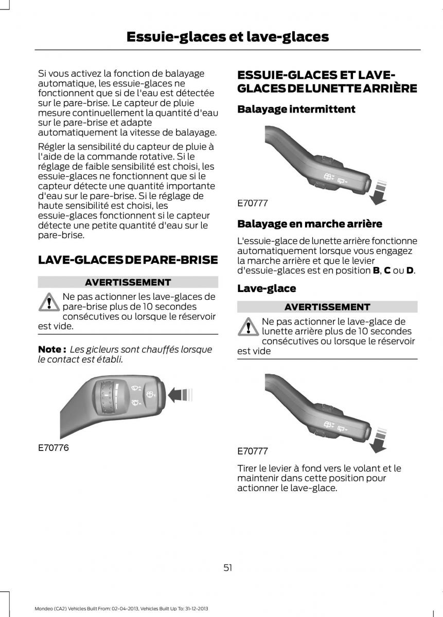 Ford Mondeo MKIV MK4 manuel du proprietaire / page 53