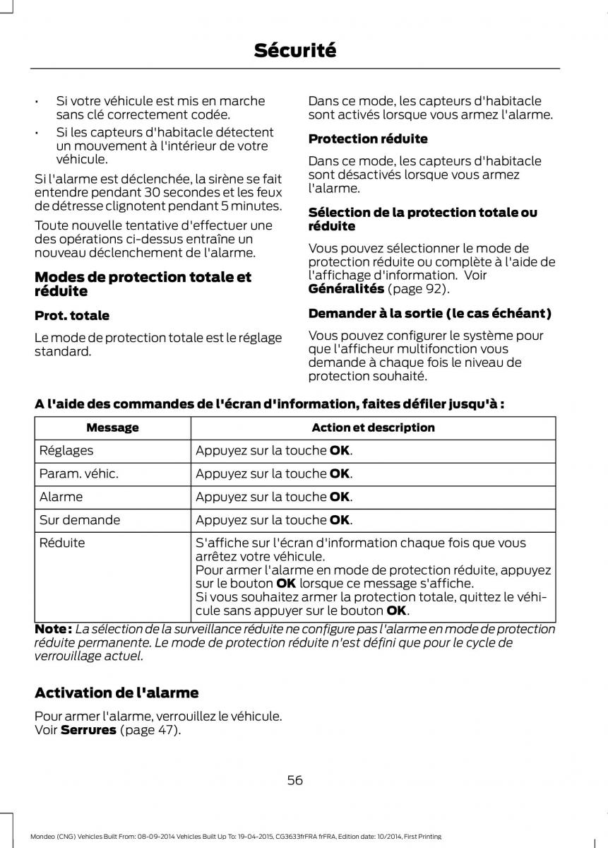 Ford Mondeo MKV MK5 manuel du proprietaire / page 58