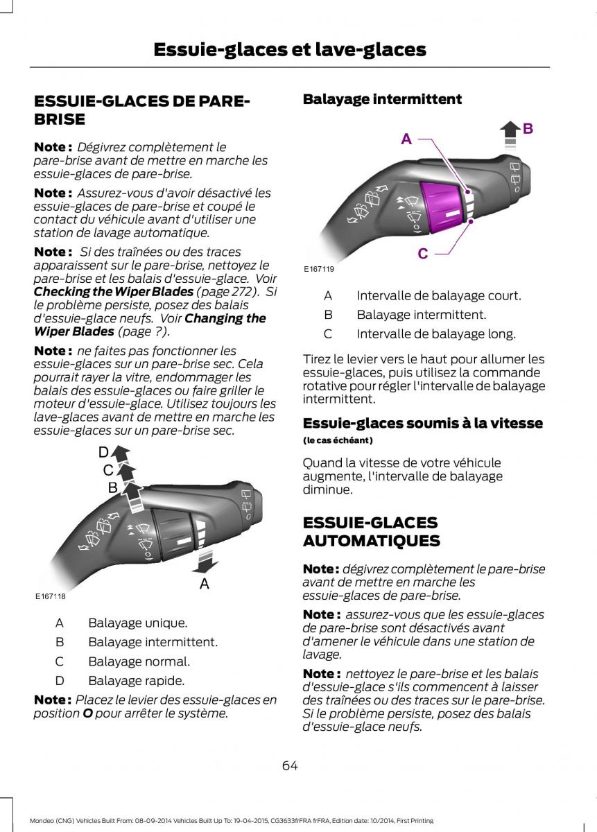 Ford Mondeo MKV MK5 manuel du proprietaire / page 66